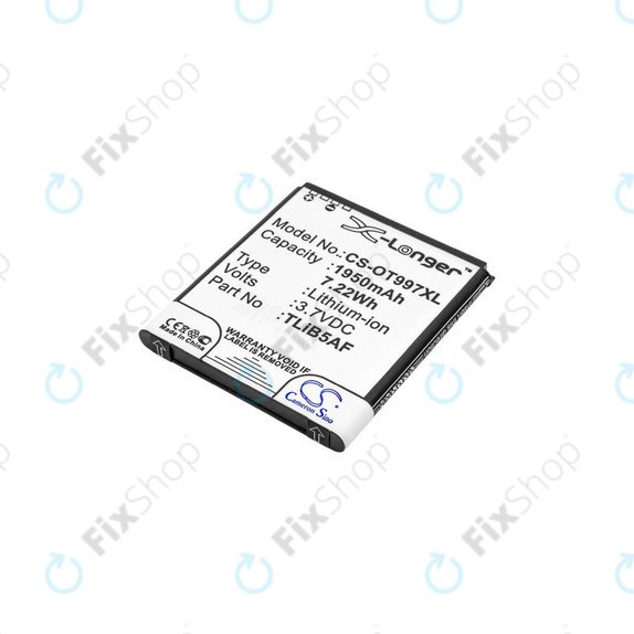 Batteria per Alcatel One Touch 997, X Pop, TCL S710, S800, TLiB5AF, Li-Ion, 1950mAh, 3.7V, HQ