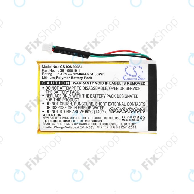 Batteria per Garmin Nüvi 200, 200W, 205, 205T, 205W, 205WT, 250, 252W, 255, 255T, 255W, 255WT, 260, 260W, 260WT, 270, 010-00621-10, 361-00019-11, 1250mAh, HQ