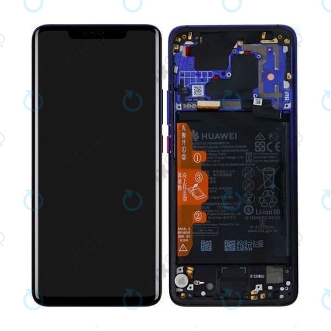 Schermo per Huawei Mate 20 Pro, Vetro touch con cornice, batteria, Twilight, 02352GGC, Genuine Service Pack
