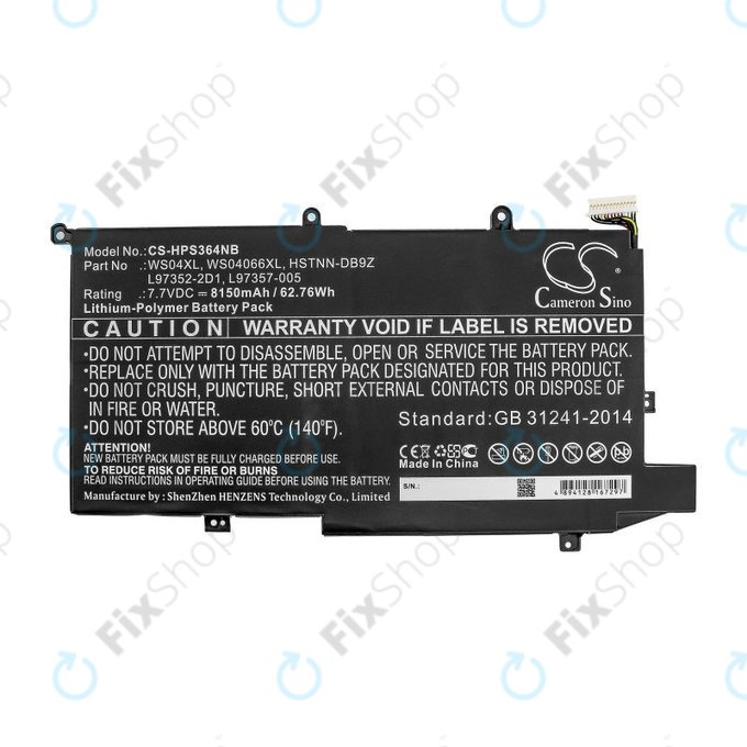 Batteria per HP Spectre X360 14-EA0002NI, X360 14-EA0002NX, WS04XL, Li-Pol, 8150mAh, 7.7V, HQ
