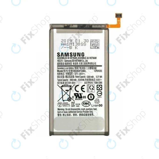 Batteria per Samsung S10 G973F, EB-BG973ABU, GH82-18826A, 3400mAh, Genuine Service Pack
