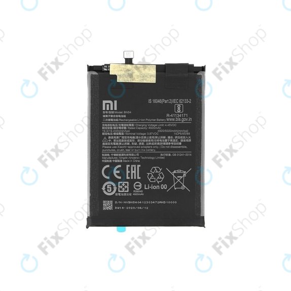 Batteria per Xiaomi Redmi 9, Note 9, BN54, 460200001J1G, 460200003P1G, 5020mAh, Genuine Service Pack