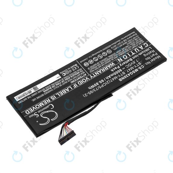 Batteria per MSI GS40, GS43, MS14, BTY-M47, Li-Ion, 8000mAh, 7.6V, HQ