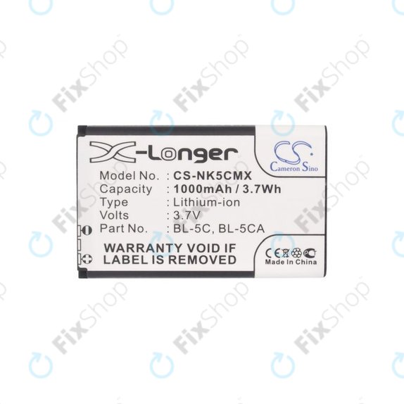 Batteria per Nokia 1000, 2000, 3000, 6000, 7000, C, N, X-series, Asha 230, MD-12, BL-5C, BL-5CA, 1000mAh, HQ