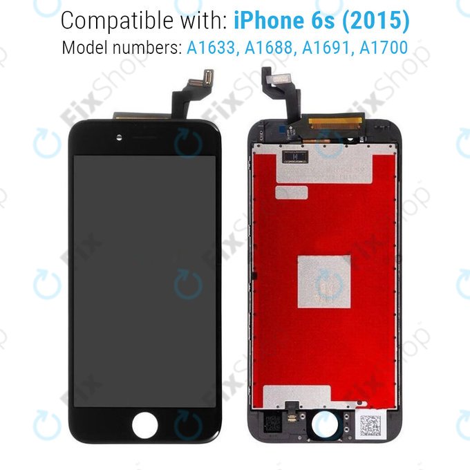 Schermo per iPhone 6S, Black, Vetro touch con cornice, Refurbished