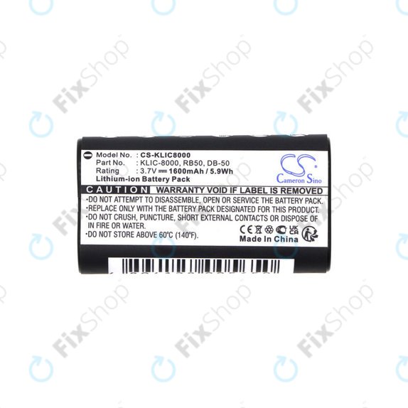 Batteria per Jay-Tech Jay-Cam I4800, Kodak Easyshare Z1012, KLIC-8000, Li-Ion, 1600mAh, 3.7V, HQ