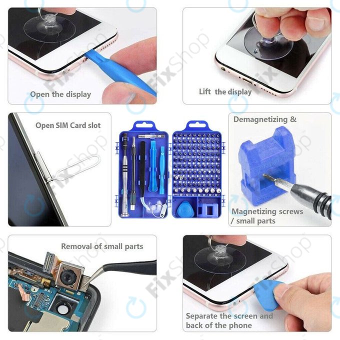 Set di cacciaviti e bit di precisione per riparazione cellulari, PC ed elettronica 115 in 1, Kingsdun