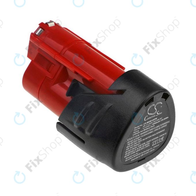 Batteria per Milwaukee C12, M12, 48-11-2440, Li-Ion, 2000mAh, 12V, HQ