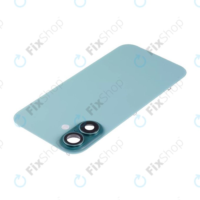 Vetro scocca posteriore per iPhone 16, Teal, con lente fotocamera, piastra metallica e magnete MagSafe