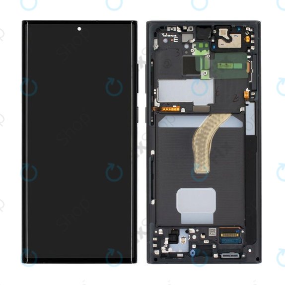 Schermo per Samsung S22 Ultra S908B, Phantom Black, Vetro touch con cornice, GH82-27488A, GH82-27489A, Genuine Service Pack