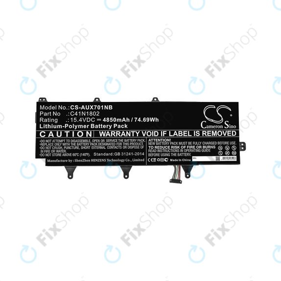Batteria per Asus Zephyrus Gx701, Rog Zephyrus S Gx701, Rog Gx701, C41N1802, Li-Pol, 4850mAh, 15.4V, HQ