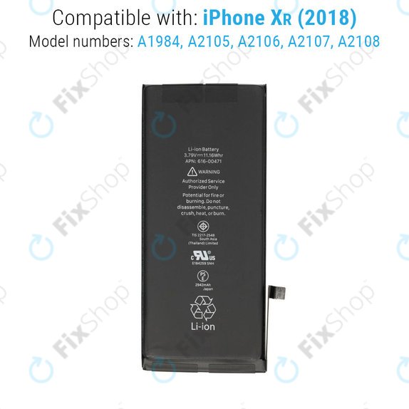 Batteria per iPhone XR, 2942mAh