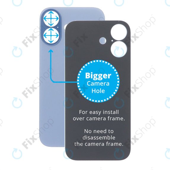 Vetro della scocca posteriore per iPhone 17, Mist Blue, con fGold fotocamera più grande