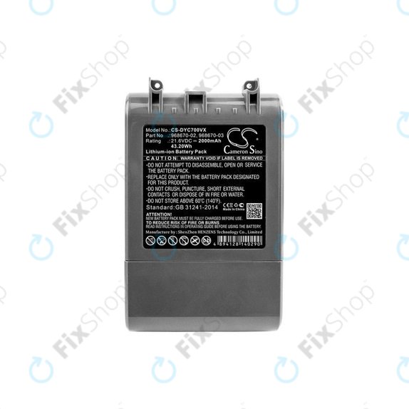 Batteria per Dyson V7, 968670-02, 968670-03, Li-Ion, 2000mAh, 21.6V, HQ