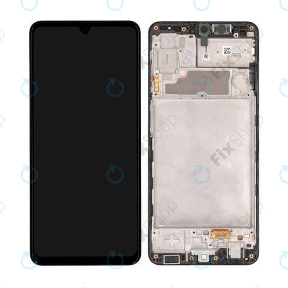 Schermo per Samsung A22 A225F, Black, Vetro touch con cornice, GH82-25944A, GH82-26047A, Genuine Service Pack