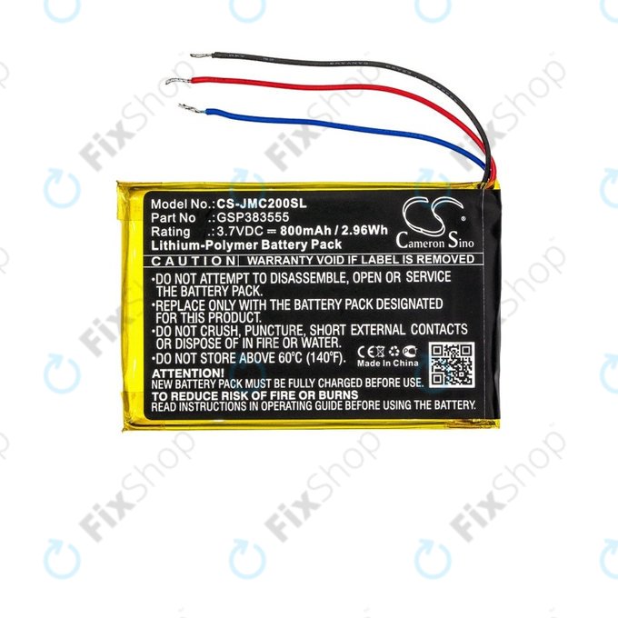 Batteria per JBL Clip 2, GSP383555, Li-Pol, 800mAh, 3.7V, HQ