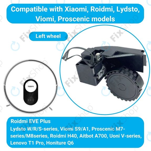Ruota con motore (sinistra) per Roidmi EVE Plus, Black