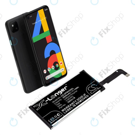Batteria per Google Pixel 4a 4G, 3050mAh, Li-Pol, 3.85 V, G025J-B, HQ