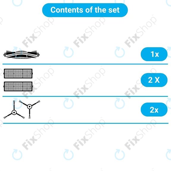 Set di ricambio per Xiaomi Dreame Bot L10 Pro, D9, D9 Pro, D9 Max, Trouver LDS (1x Spazzola principale, 2x Filtri, 2x Spazzole laterali)