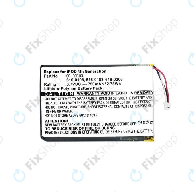 Batteria per iPod (4th Gen), 750mAh, 616-0183, HQ