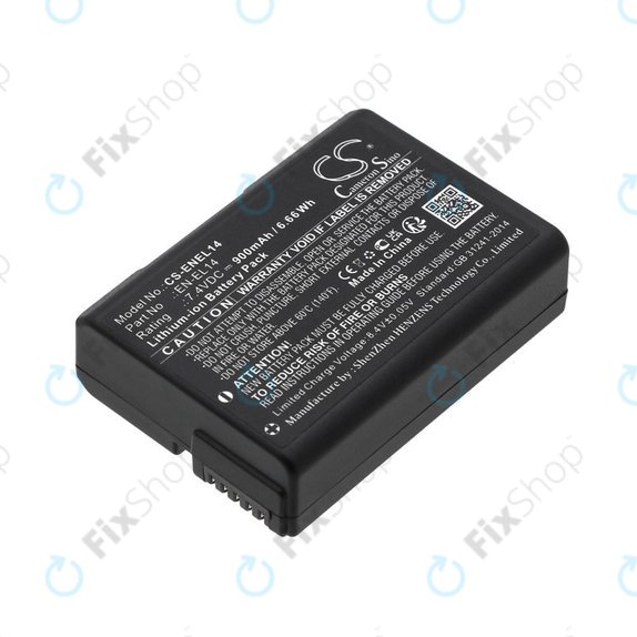 Batteria per Nikon D3100 DSLR, EN-EL14, Li-Ion, 900mAh, 7.4V, HQ