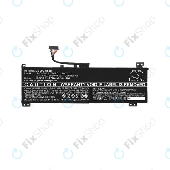 Batteria per Lenovo IdeaPad Gaming 3, L20C3PC2, Li-Pol, 3750mAh, 11.52V, HQ