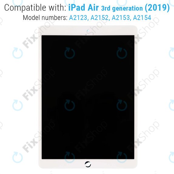 Schermo LCD per iPad Air (3rd Gen 2019), White, Vetro touch senza cornice, Refurbished