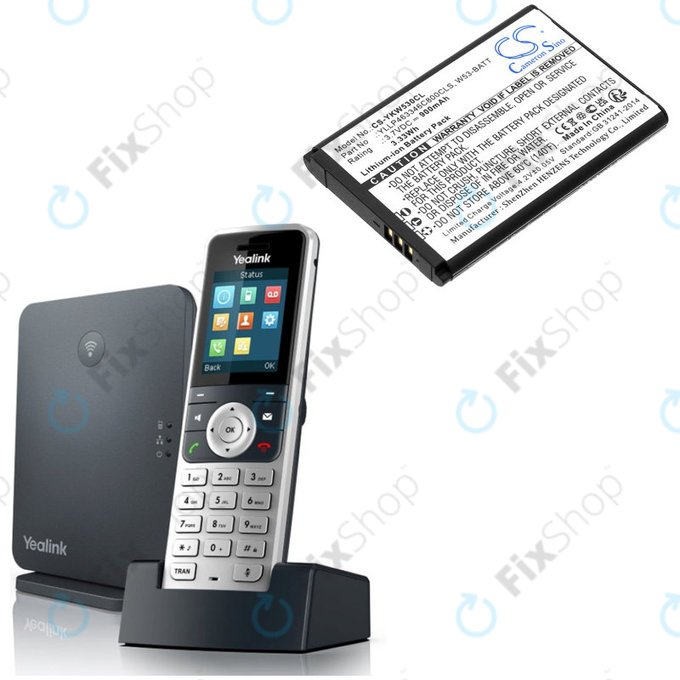 Batteria per Yealink W53, W53h, W78h, W53-BATT, Li-Ion, 900mAh, 3.7V, HQ