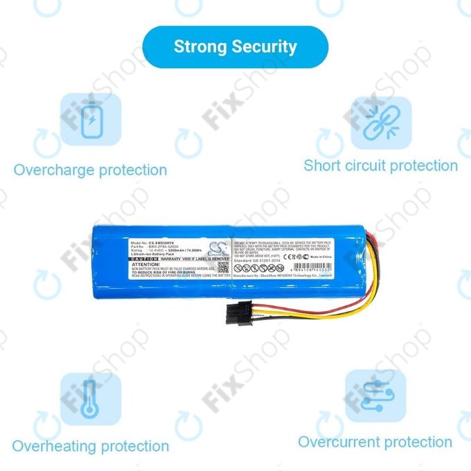 Batteria per Xiaomi Mi Robot Vacuum Mop-seriess, Dream-seriess, RobGoldck-seriess, BRR-2P4S-5200, Li-Ion, 5200mAh, 14.4V, HQ