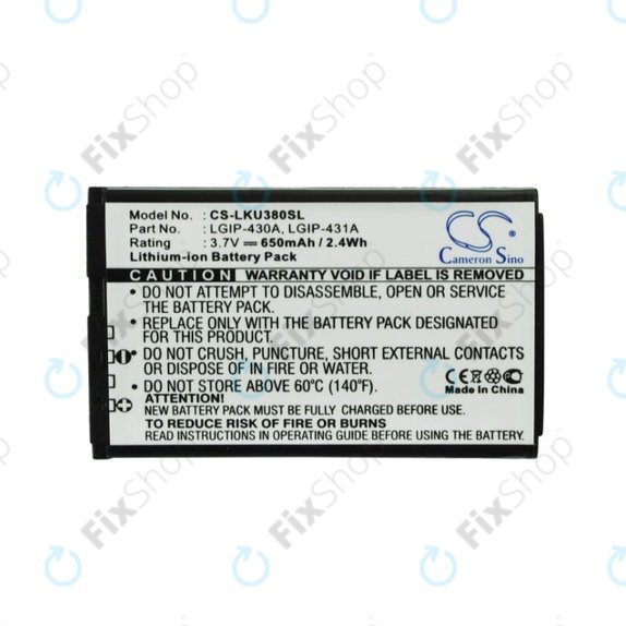 Batteria per LG 230 Nite, LGIP-430A, Li-Ion, 3.7V, 650mAh, HQ