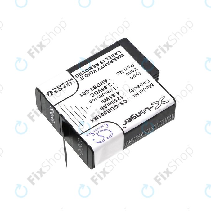 Batteria per Gopro Hero 8, Hero 6, AHDBT-501, Li-Ion, 1250mAh, 3.85V, HQ