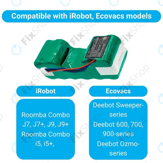 Batteria per iRobot Roomba Combo-seriess, Ecovacs Deebot-seriess, 4720110, DM88, DM88, Ni-MH, 3000mAh, 12.0V, HQ