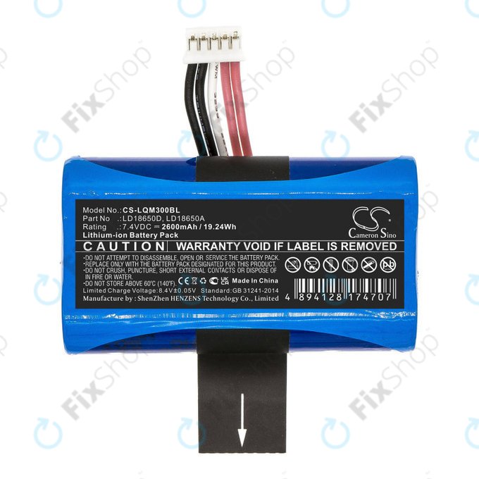 Batteria per Ingenico Apos A8, LD18650D, Li-Ion, 2600mAh, 7.4V, HQ
