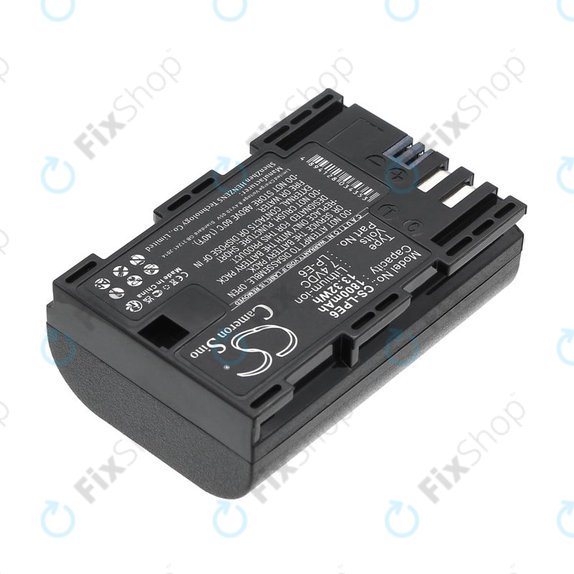 Batteria per Canon EOS 60D, 5D Mk II, 7D, LP-E6, Li-Ion, 1800mAh, 7.4V, HQ