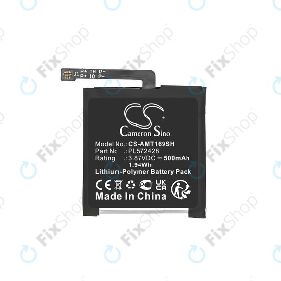 Batteria per Amazfit T-Rex 2, A2169 A2170 PL572428, Li-Pol, 500mAh, 3.87V, HQ