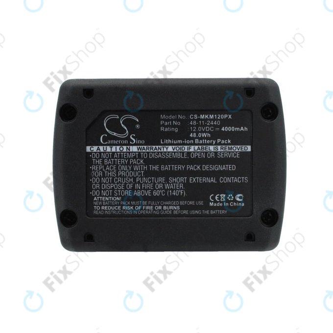 Batteria per Milwaukee M12 B4 Redlithium, 48-11-2440, Li-Ion, 4000mAh, 12V, HQ
