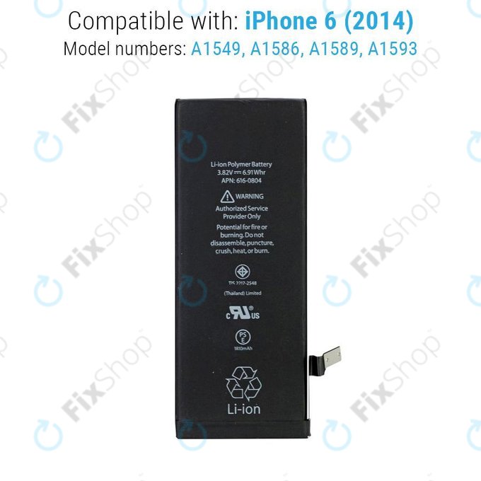 Batteria per iPhone 6, 1810mAh, FixPremium