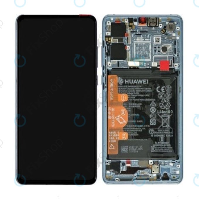 Schermo per Huawei P30, Vetro touch con cornice, batteria, Breathing Crystal, 02352NLP, 02354HMF, 02354KUB, Genuine Service Pack