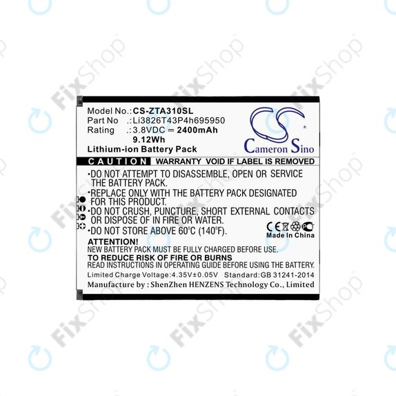 Batteria per ZTE Blade A3, A5, Optus X Power 2, Li3826T43P4h695950, Li-Ion, 3.8V, 2400mAh, HQ