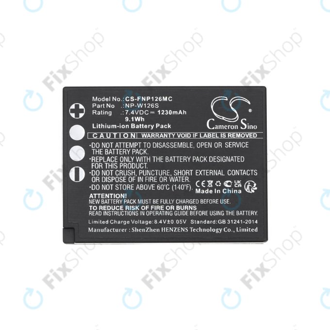Batteria per Fujifilm Finepix Hs30, X-T30, NP-W126S, Li-Ion, 1230mAh, 7.4V, HQ