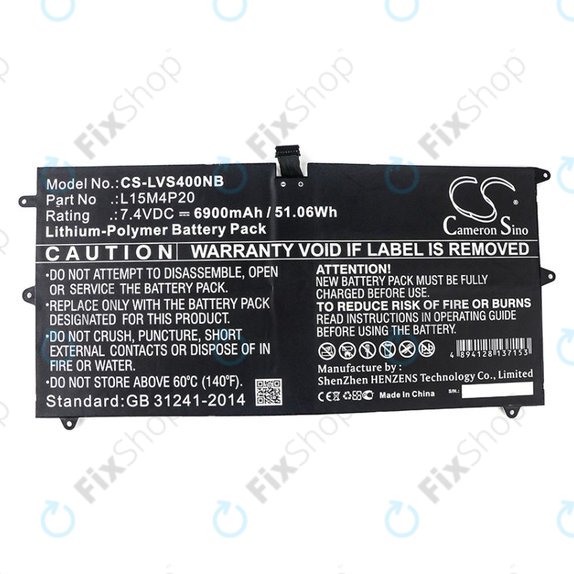 Batteria per Lenovo Yoga 4S, 900S, L15M4P20, Li-Pol, 6900mAh, 7.4V, HQ