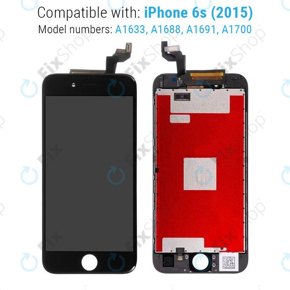Schermo per iPhone 6S, Black, Vetro touch con cornice, Refurbished