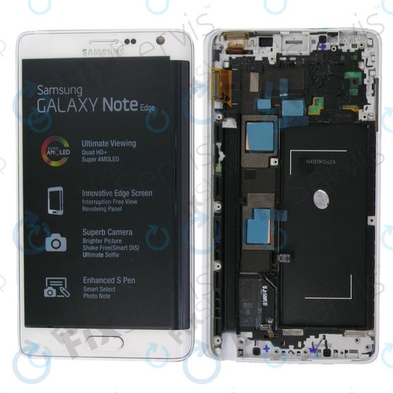 Schermo per Samsung Note Edge N915FY, White, Vetro touch con cornice, GH97-16636B, Genuine Service Pack