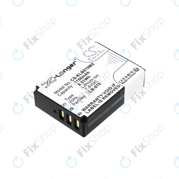 Batteria per Kodak PIXPRO S1, AZ651, AZ652, AZ901, LB-070, Li-Ion, 1150mAh, 7.4V, HQ
