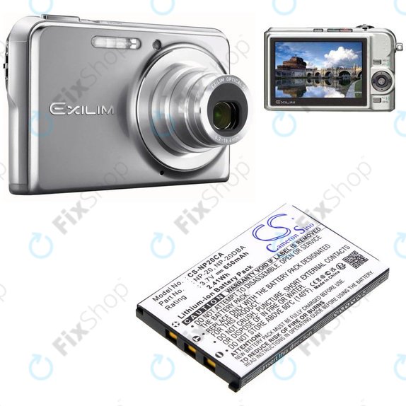 Batteria per Casio Exilim Card Ex-S880, NP-20, Li-Ion, 650mAh, 3.7V, HQ