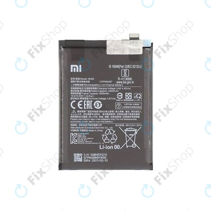 Batteria per Xiaomi Redmi Note 10, Note 10S M2101K7BG M2101K7BI, BN59, 46020000645Z, 5000mAh, Genuine Service Pack