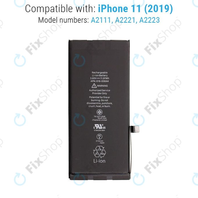 Batteria per iPhone 11, 3110mAh, FixPremium