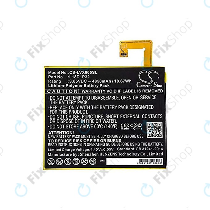 Batteria per Lenovo Tab M10, L18D1P32, 4850mAh, HQ