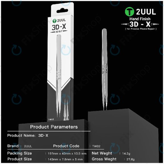 Pinzetta di precisione 3D-X rifinita a mano, 2UUL TW02