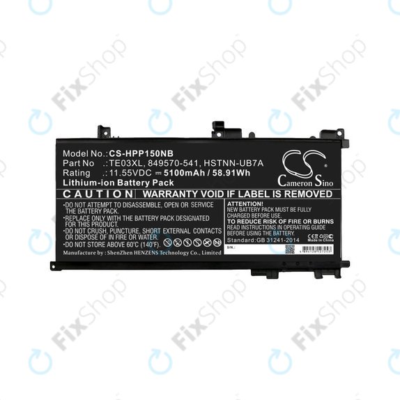 Batteria per HP Omen 15, Pavilion 15, WASD 15, TE03XL, Li-Ion, 5100mAh, 11.55V, HQ